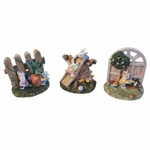 Whimsical Bunny Figurine Trio